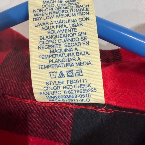 Faded Glory Boys Red and Black Plaid Shirt Button Down Long Sleeve NWOT 14/16 - Picture 5 of 5